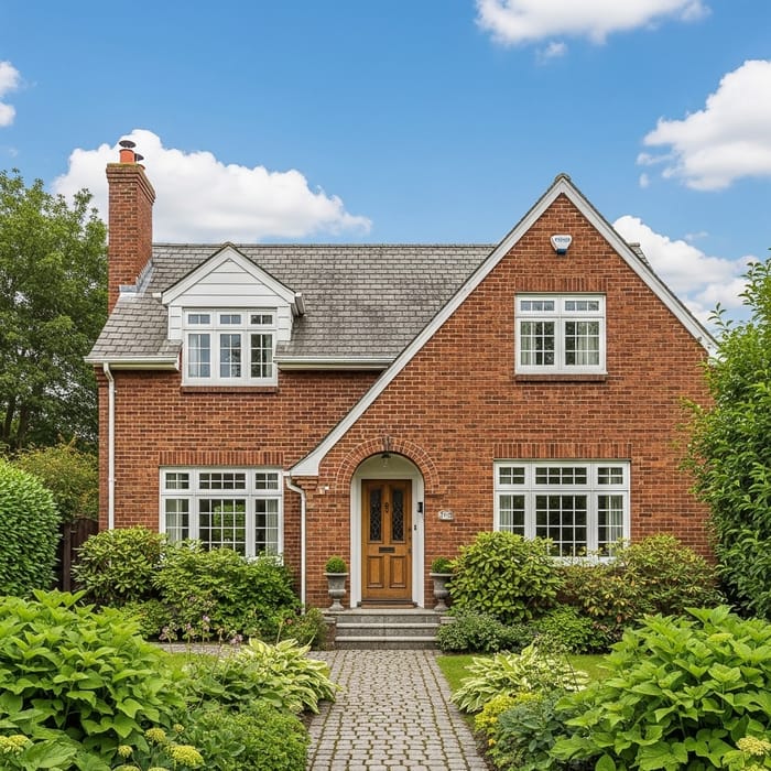 Charming Suburban House with Red Brick Exterior Charming Suburban House with Red Brick Exterior