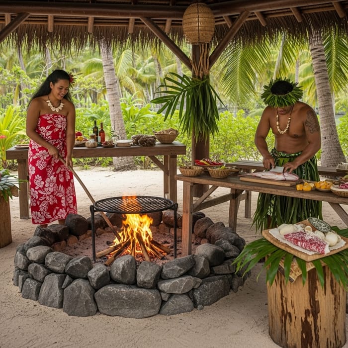 Traditional Polynesian Style Open-Air Kitchen | Feast Preparation with Ilot Cuisine Traditional Polynesian Style Open-Air Kitchen | Feast Preparation with Ilot Cuisine