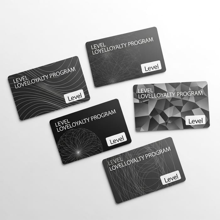 Monochrome Loyalty Program Cards: Four Levels, Elegant Design Monochrome Loyalty Program Cards: Four Levels, Elegant Design