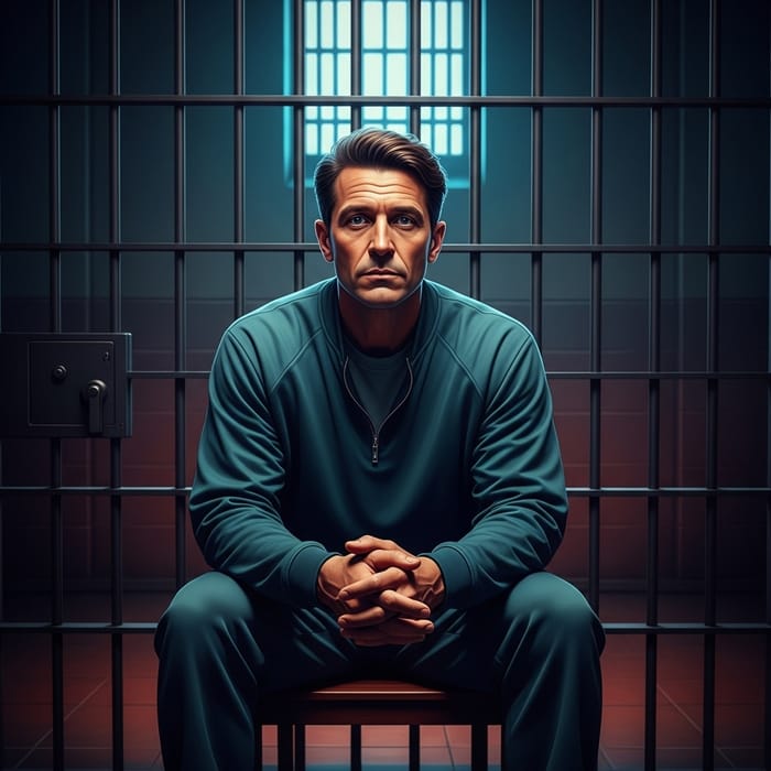Vibrant Hyperrealism: Intense Jail Scene with Dramatic Lighting Vibrant Hyperrealism: Intense Jail Scene with Dramatic Lighting