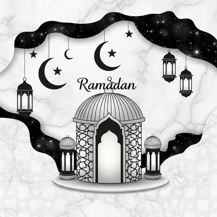 Stunning White, Marble Gray, and Black Ramadan Backgrounds