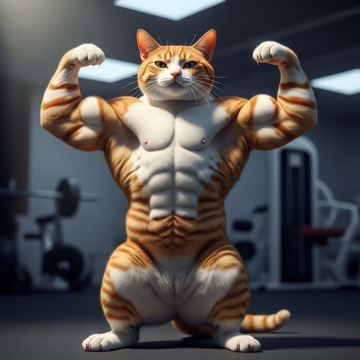 Muscular Cat Flexing Muscles | Stunning Image of a Powerful Feline Muscular Cat Flexing Muscles | Stunning Image of a Powerful Feline