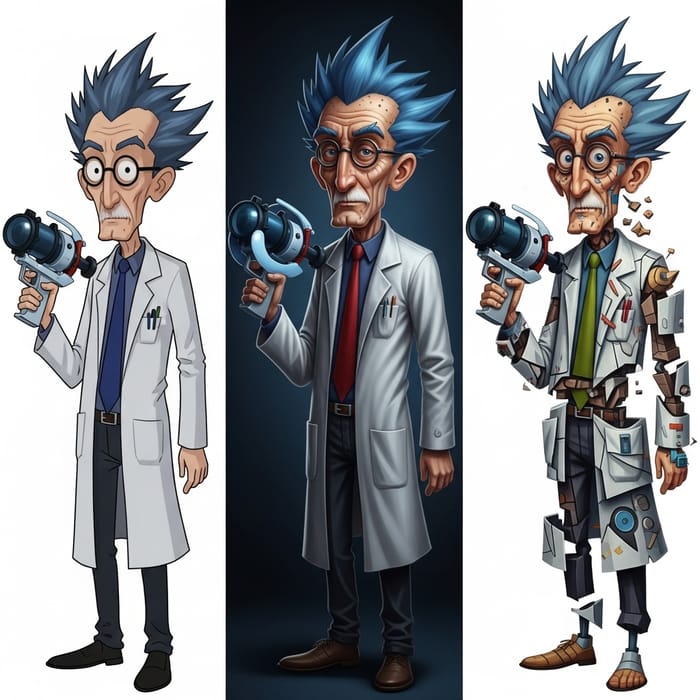 Rick Sanchez in 3 Art Styles: Drawn in Different Techniques Rick Sanchez in 3 Art Styles: Drawn in Different Techniques