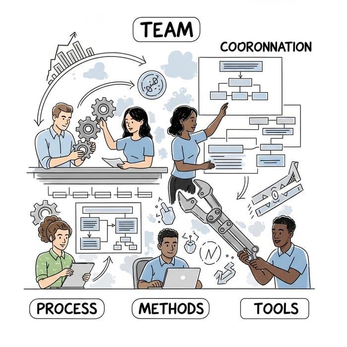 Hand-Drawn Team for Process, Methods & Tools Hand-Drawn Team for Process, Methods & Tools
