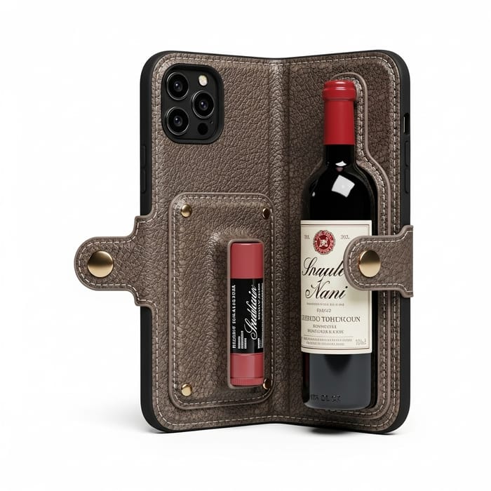 Mini Wine Bottle iPhone Case with Lip Balm Compartment Mini Wine Bottle iPhone Case with Lip Balm Compartment