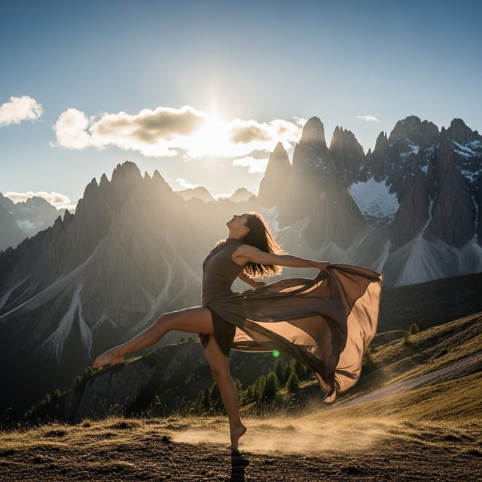 Passion Dance with Mountain Backdrop Passion Dance with Mountain Backdrop