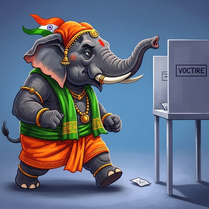 Elephant Embracing Democracy in Vivid Colors Elephant Embracing Democracy in Vivid Colors