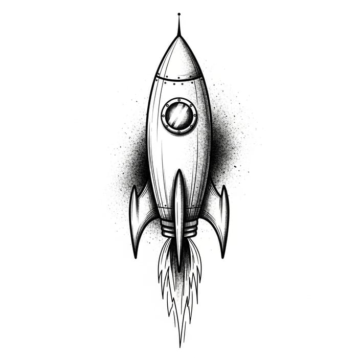 Bold Hand-Drawn Rocket Tattoo Design with Intricate Details Bold Hand-Drawn Rocket Tattoo Design with Intricate Details