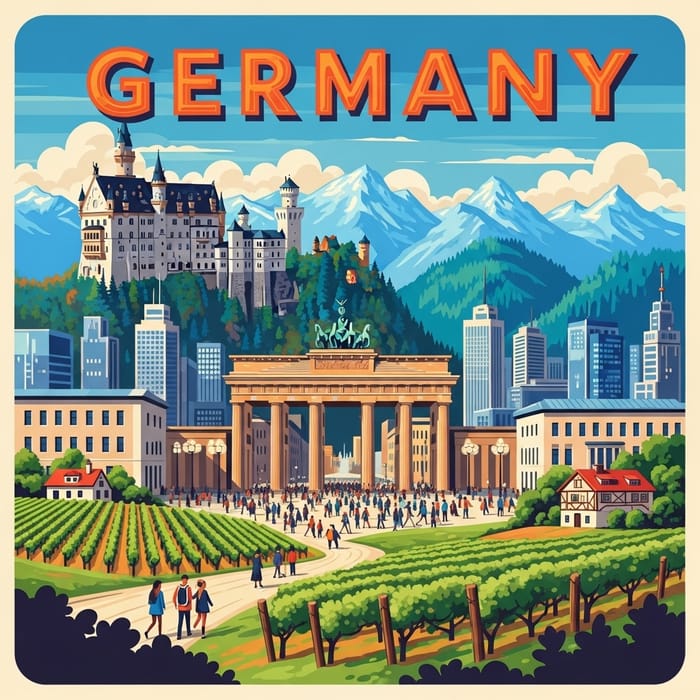 Discover Germany's Enchanting Landmarks - Travel Poster Art Discover Germany's Enchanting Landmarks - Travel Poster Art