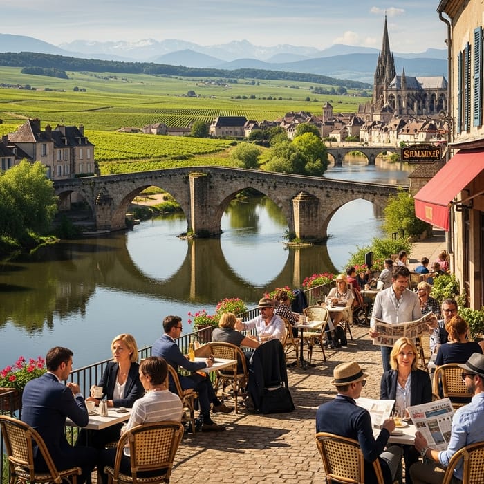Beautiful France 4K | Picturesque View, Charming Cafe, Vineyards