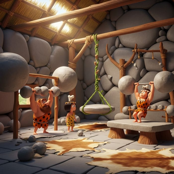 Stone-Age Cartoon Gym:Workout Like The Flintstones