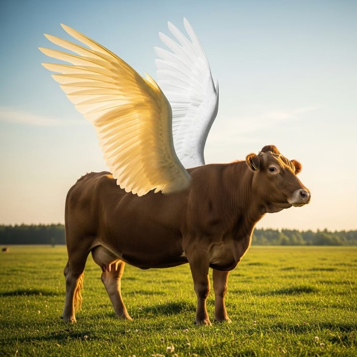 Enchanting Winged Cow - Iconic Nature's Beauty