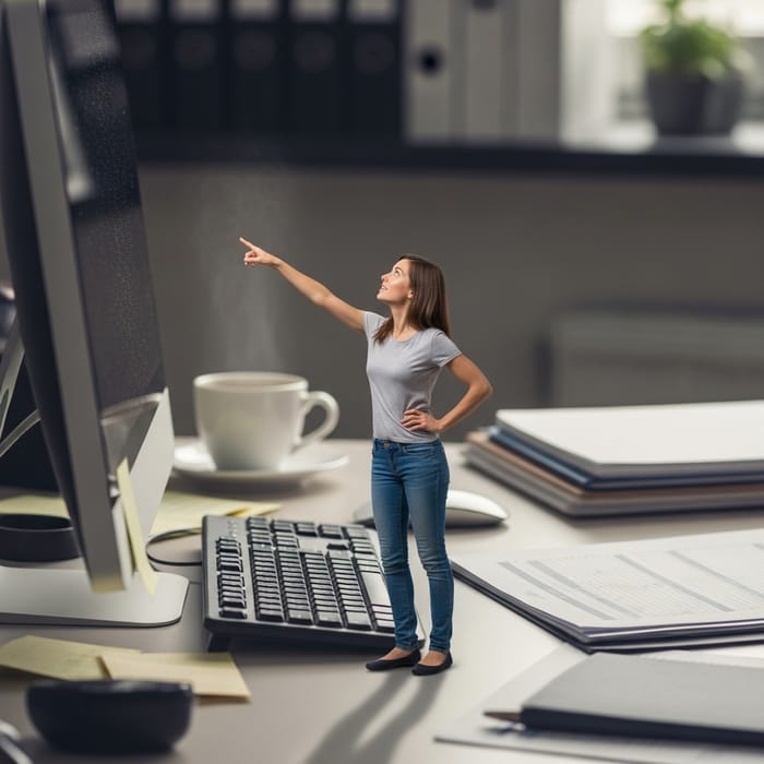 Shrunken Woman on Office Desk | Curiosity and Awe Shrunken Woman on Office Desk | Curiosity and Awe