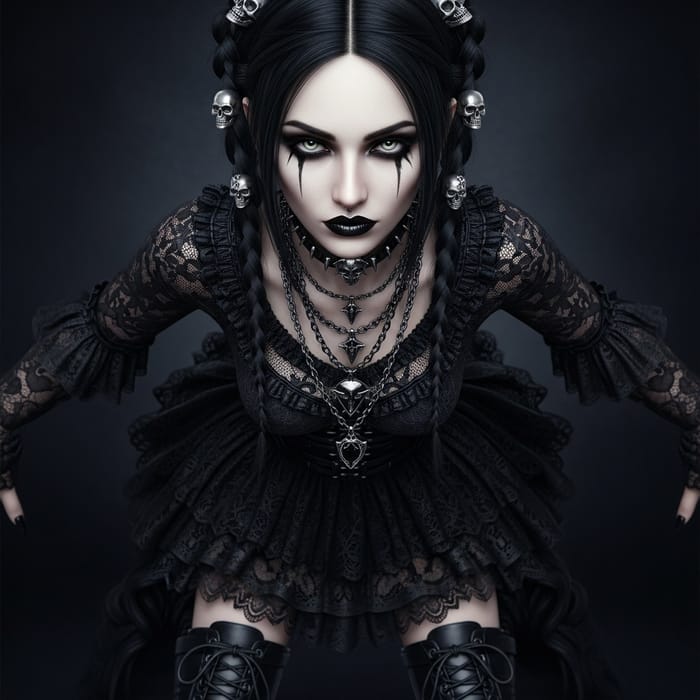 Intense Goth Girl in Dark Digital Art Intense Goth Girl in Dark Digital Art