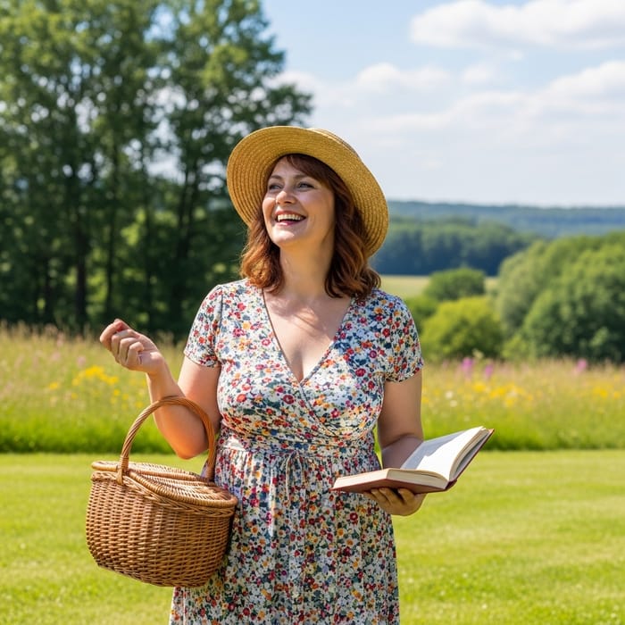 Happy Plus-Size Woman Embracing Nature's Beauty | Leisure Lifestyle
