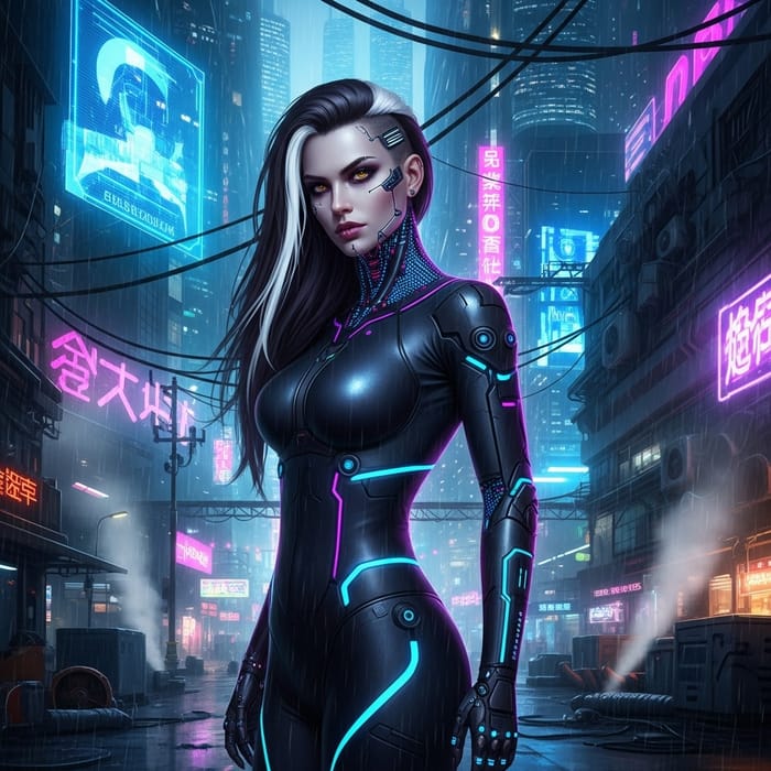 Pale Skinned Goth Woman in Cyberpunk Style | Striking Beauty