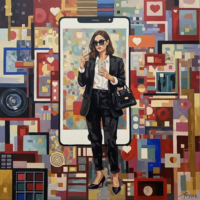 Modern Geometric Impressionist Female Influencer | Social Media Art Modern Geometric Impressionist Female Influencer | Social Media Art