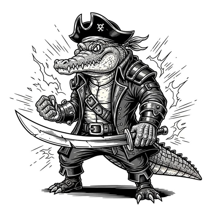 Serious Steampunk Pirate Crocodile Design | Dynamic Vector Art