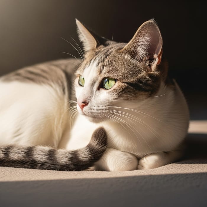 Gato with Beautiful Green Eyes Basking in Sunlight Gato with Beautiful Green Eyes Basking in Sunlight