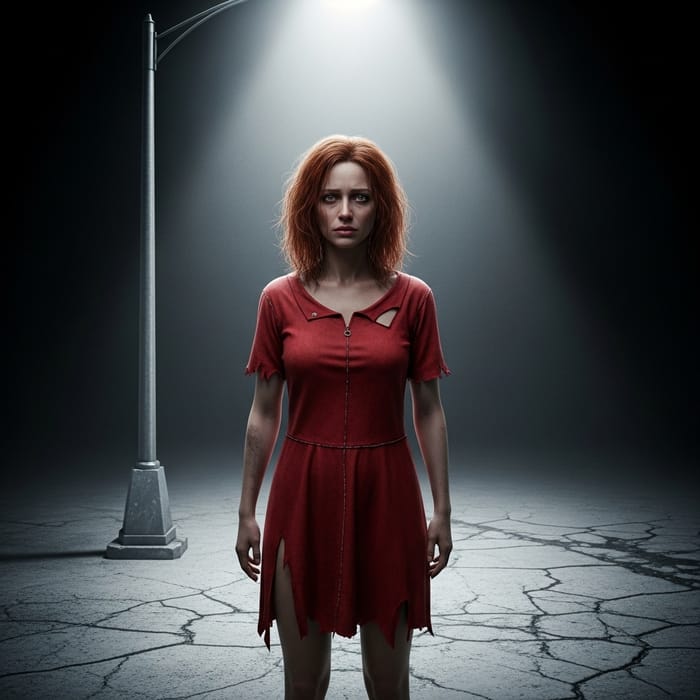 Eerie Urban Portrait of a Red-Haired Woman | Emotional Contrast with a Prostituta