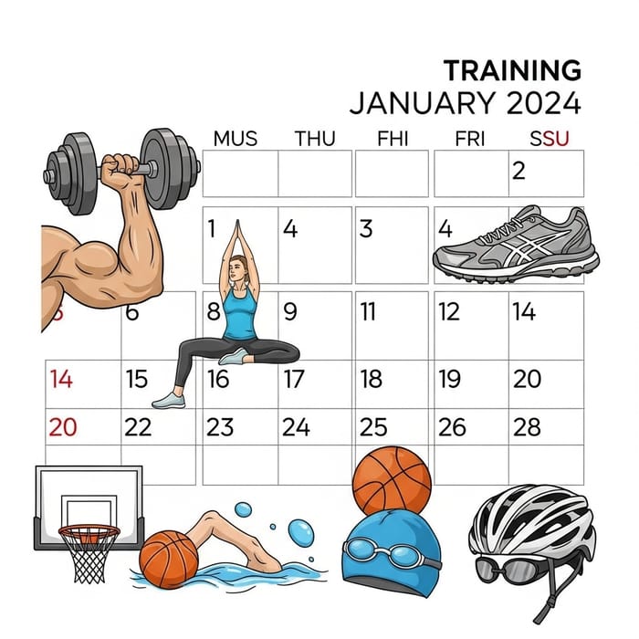 January 2024 Training Calendar | Sports Squares Imagery January 2024 Training Calendar | Sports Squares Imagery