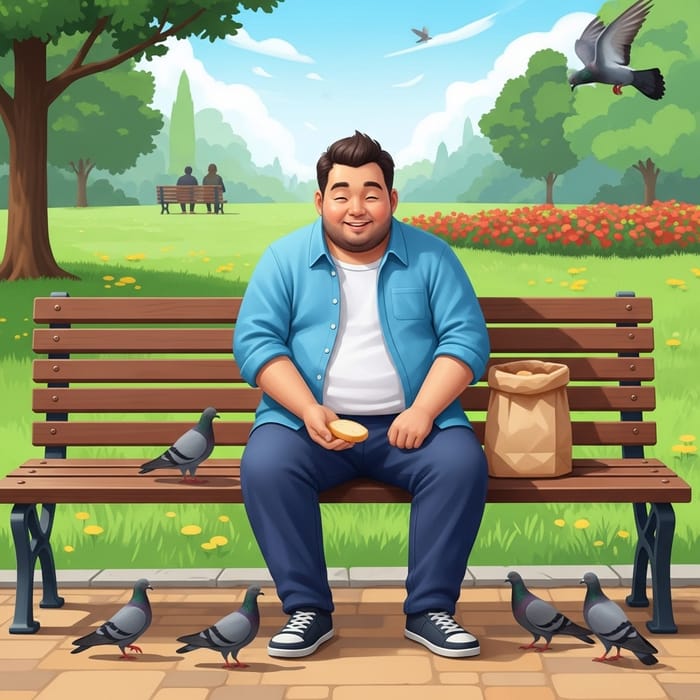 Overweight Man Enjoying Nature - Simple Pleasure Overweight Man Enjoying Nature - Simple Pleasure