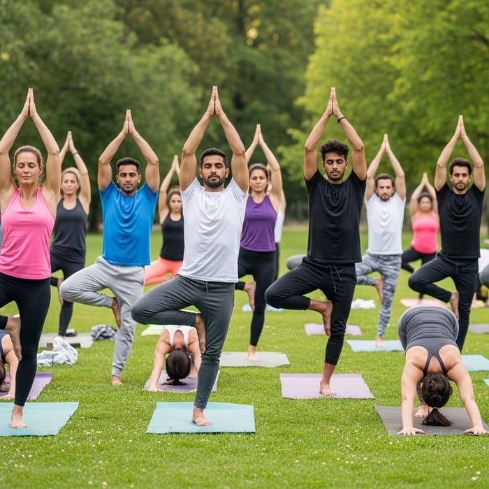 Harmonious Diversity in Peaceful Yoga Session Harmonious Diversity in Peaceful Yoga Session