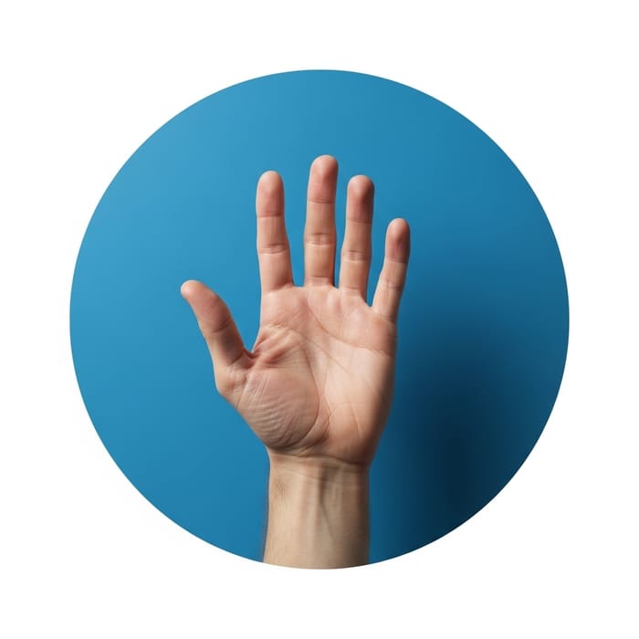 Detailed Human Hand in Blue Circle Image Detailed Human Hand in Blue Circle Image
