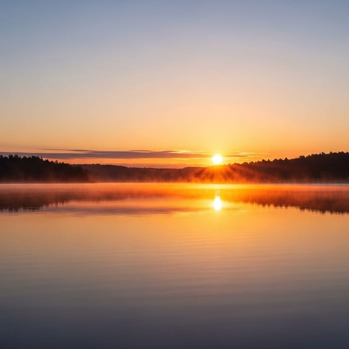 Dreamy Sunrise Over Serene Lake | Watercolor Painting Dreamy Sunrise Over Serene Lake | Watercolor Painting