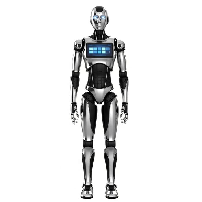Standing AI Robot: Futuristic Design & Functionality Standing AI Robot: Futuristic Design & Functionality