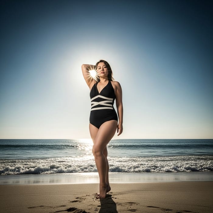 Beautiful Busty Asian Woman in Stylish Swimsuit | Beach Beauty Beautiful Busty Asian Woman in Stylish Swimsuit | Beach Beauty