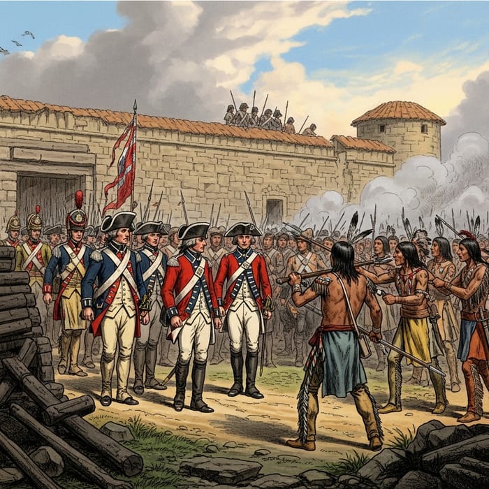 French and Indian War: English Soldiers Under Attack at the Fort French and Indian War: English Soldiers Under Attack at the Fort