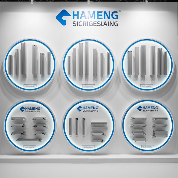 Aluminum Extrusion Display Stands at Trade Show Booth Aluminum Extrusion Display Stands at Trade Show Booth
