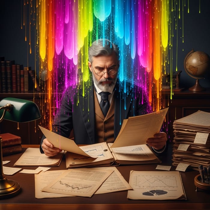 Colorful Portrait of Charles Spearman | Vintage Psychologist Research Colorful Portrait of Charles Spearman | Vintage Psychologist Research