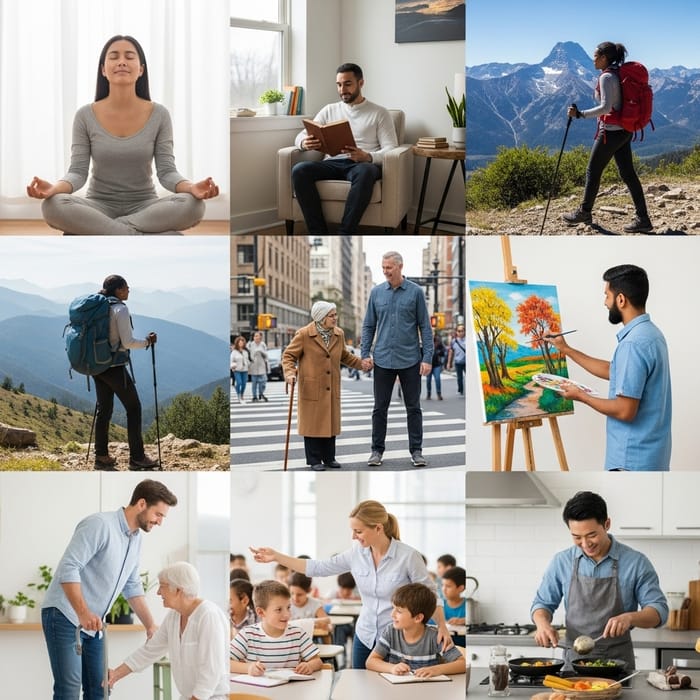 Diverse Life Approaches Visualized: Internal Introspection and 7 Habits in Harmony