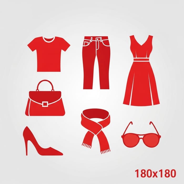 Minimalist Clothing & Accessories Icon - Red Color - 180x180 Pixels