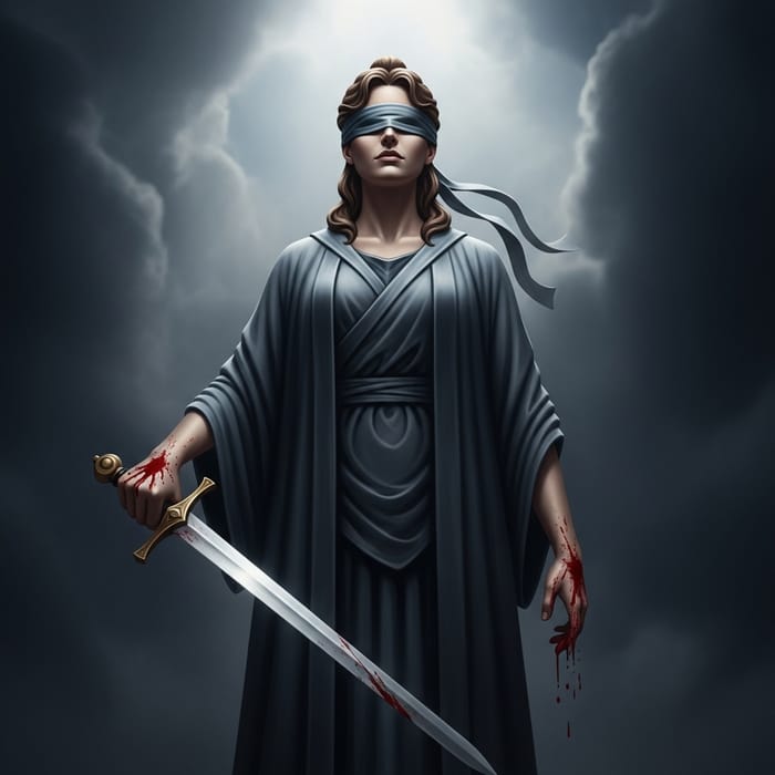Femida: Goddess of Justice with Sword and Blood Femida: Goddess of Justice with Sword and Blood