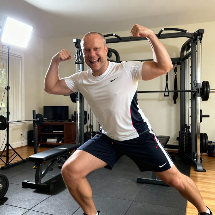 Inspiring Fitness Influencer in Home Gym