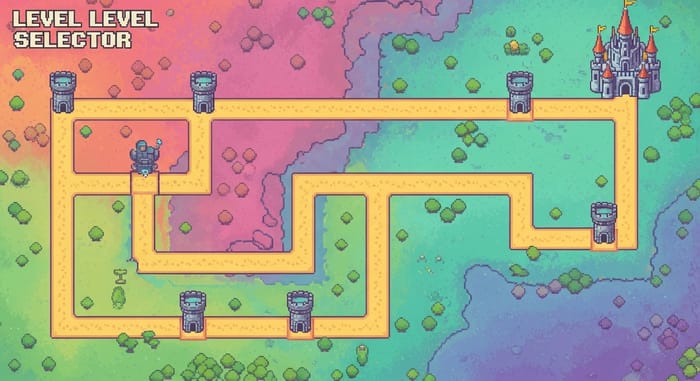Vintage Pixelated Level Selector Map Design Vintage Pixelated Level Selector Map Design