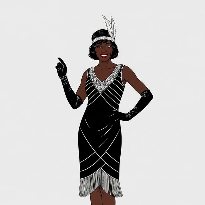 1920s Black Flapper Dress - Vintage Fashion for Woman