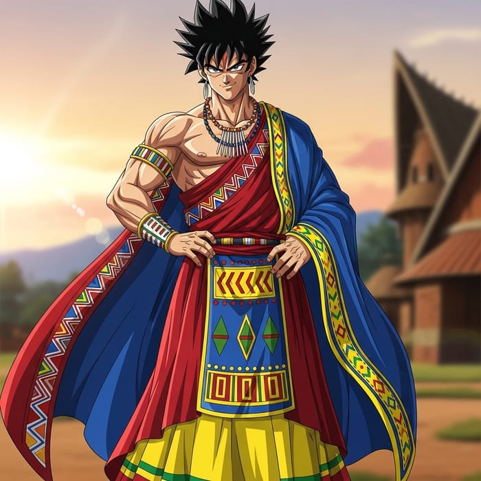 Muscular Male Character in Tutsi Traditional Attire Muscular Male Character in Tutsi Traditional Attire