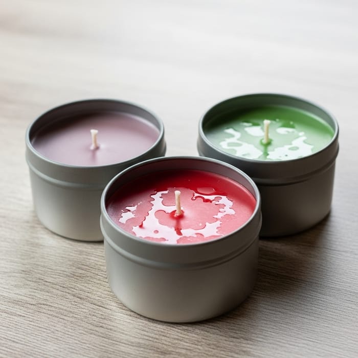 Rustic Tin Container Candles - Set of 3
