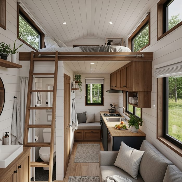 Modern Loft Tiny House Interior: Creative Space Design