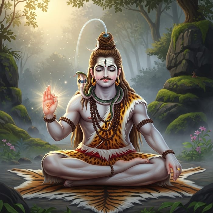 Lord Shiva Meditating with Vibrant Brilliance