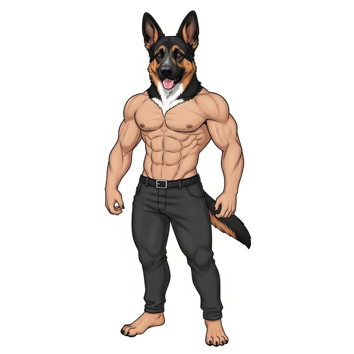 Anthropomorphic Man-Dog Hybrid: Athletic & Robust Being