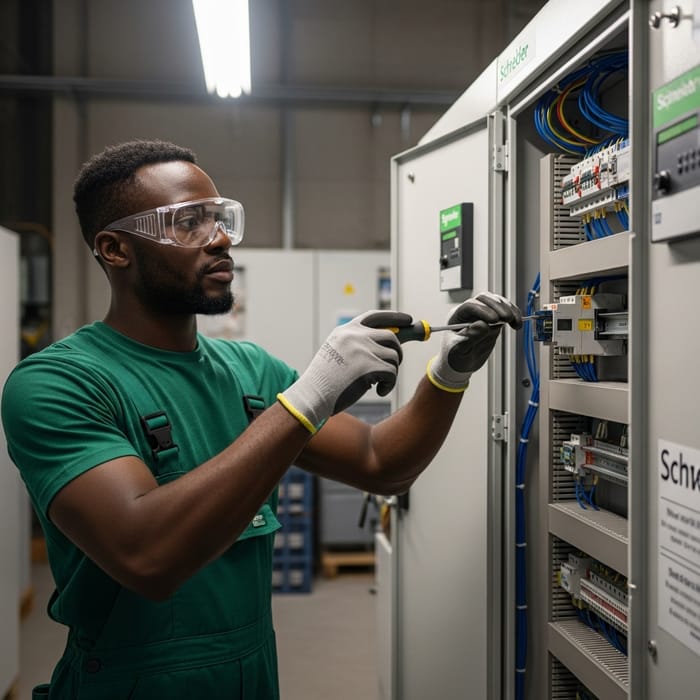 Green Electrician with Schneider Electric Panel