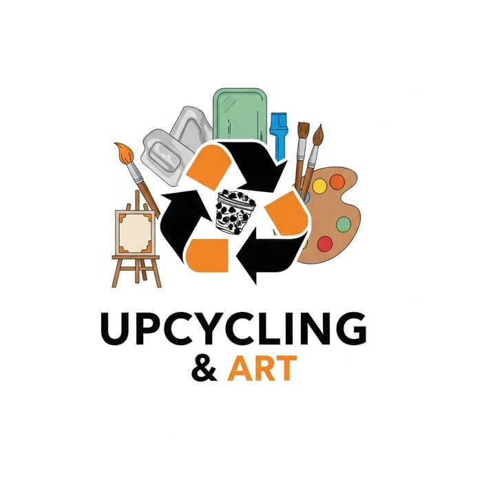 Upcycling & Art Logo: Unique Waste Transformation Upcycling & Art Logo: Unique Waste Transformation