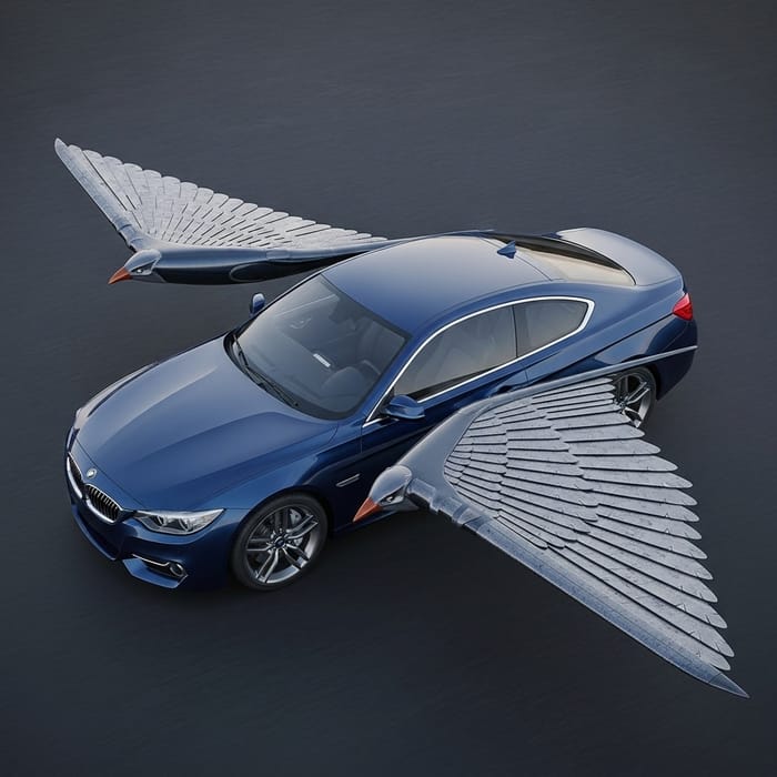 Blue Winged Car Design | Eco-friendly Transportation Concept Blue Winged Car Design | Eco-friendly Transportation Concept