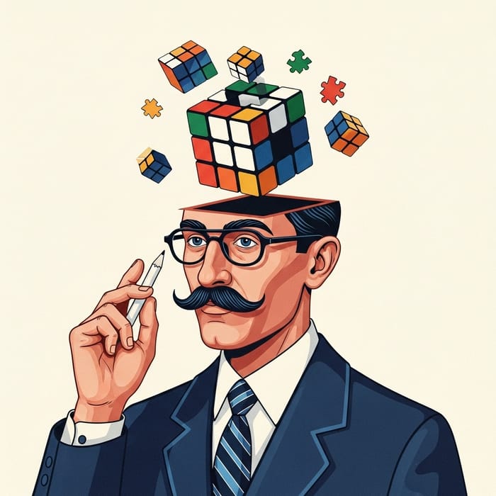 Innovative Rubik's Cube Creator Illustration | Surreal Style Innovative Rubik's Cube Creator Illustration | Surreal Style