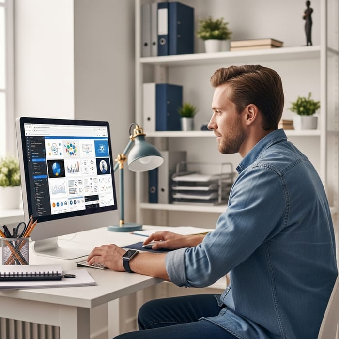 Male Pedagogue Using AI to Generate Educational Images Male Pedagogue Using AI to Generate Educational Images